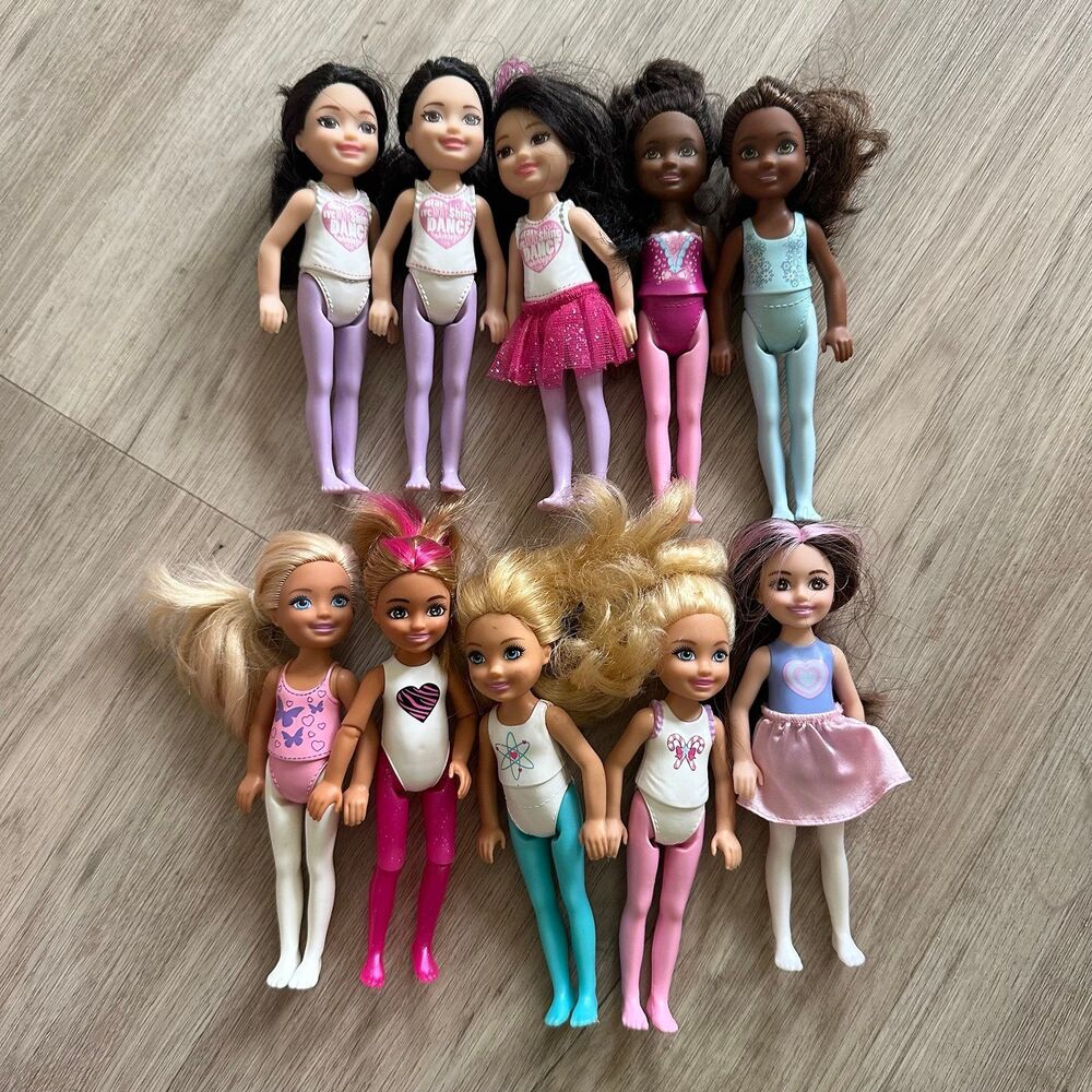 Dance Class Besties! Lot of 10 Barbie Chelsea Dolls Little Girls Diverse